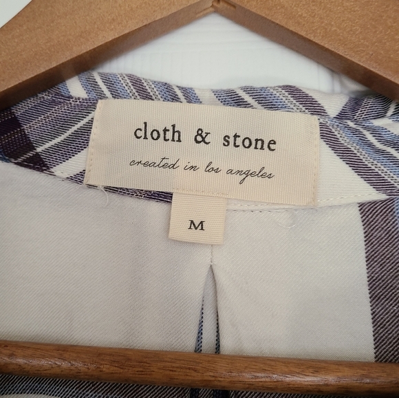 BOGO! Anthropologie Cloth and Stone Plaid Flannel Button Down Top Size M - Picture 2 of 5